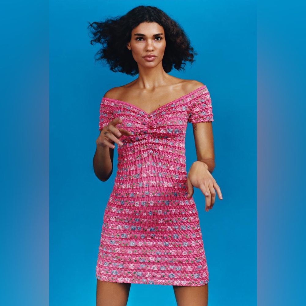 Zara Knit Mini Dress in Fuchsia